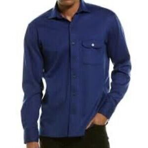 Classic Navy Long-Sleeve Casual Button-Down Shirt